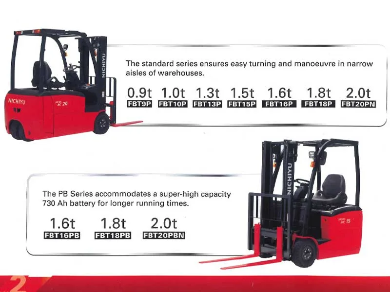 Nichiyu FBT9-20 Electric Forklift Three-Wheeler